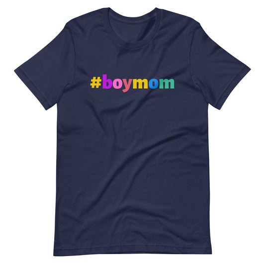 #boymom t-shirt multi-color letters